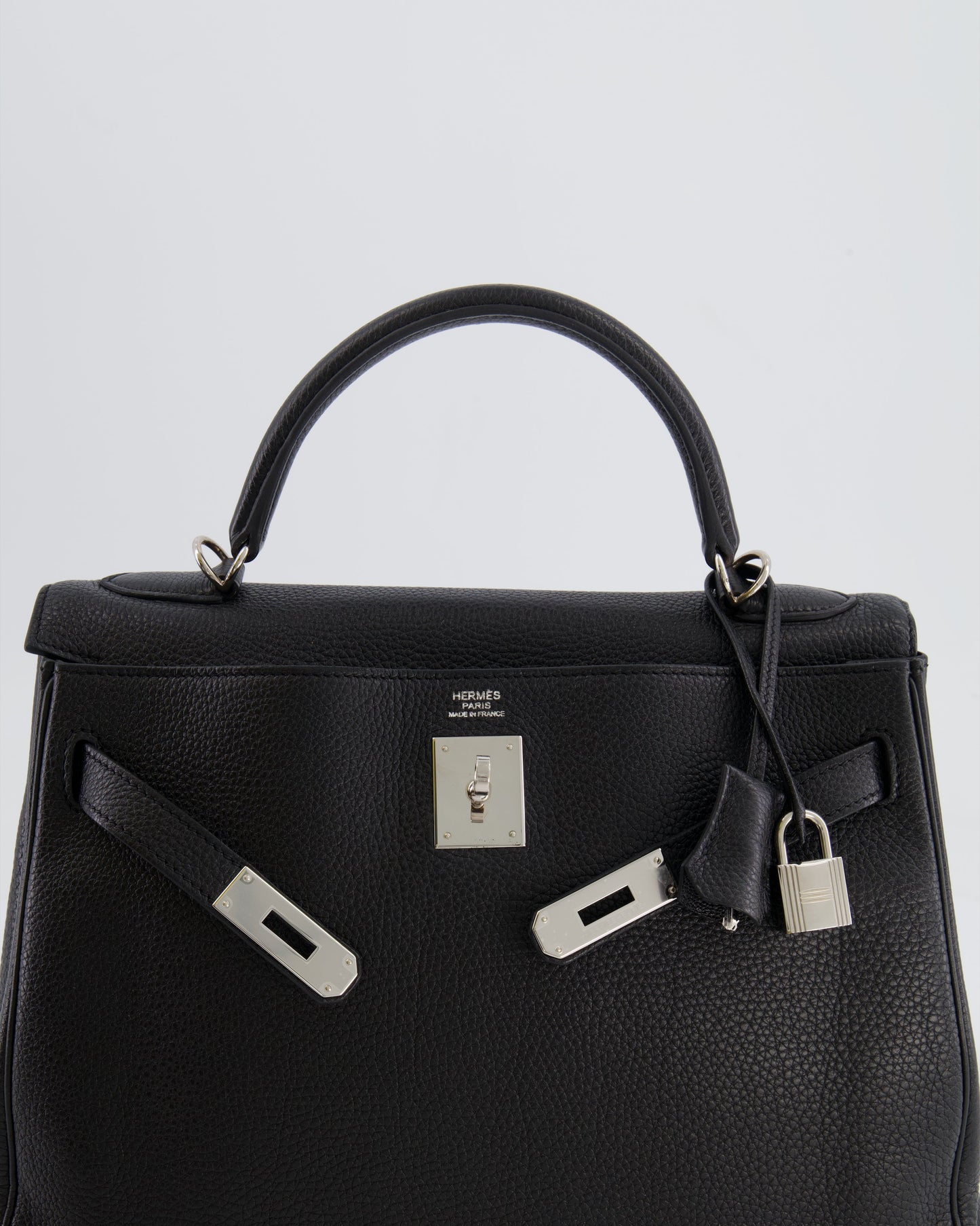 Hermès Kelly Retourne 32cm Bag in Black Clemence Taurillon Leather with Palladium Hardware