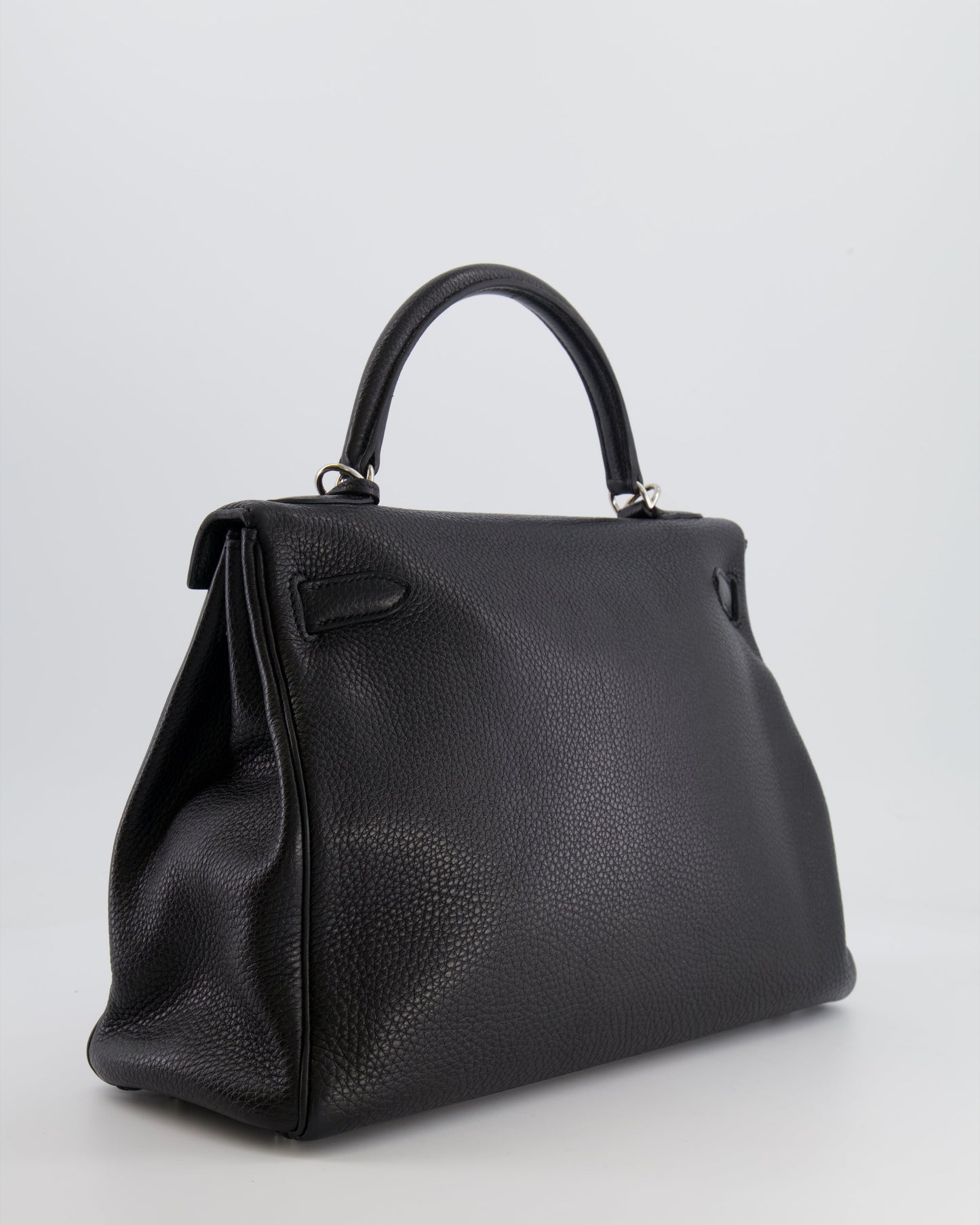 Hermès Kelly Retourne 32cm Bag in Black Clemence Taurillon Leather with Palladium Hardware