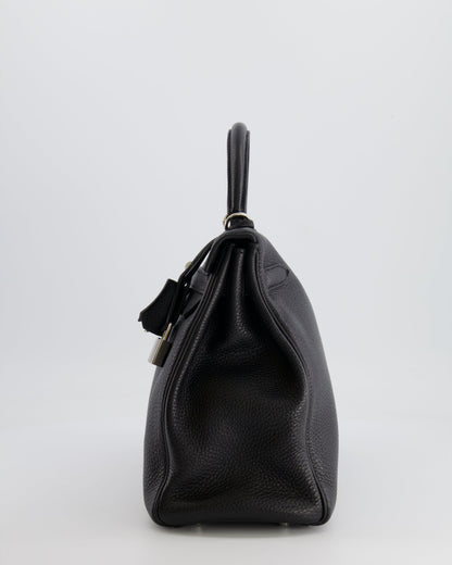 Hermès Kelly Retourne 32cm Bag in Black Clemence Taurillon Leather with Palladium Hardware