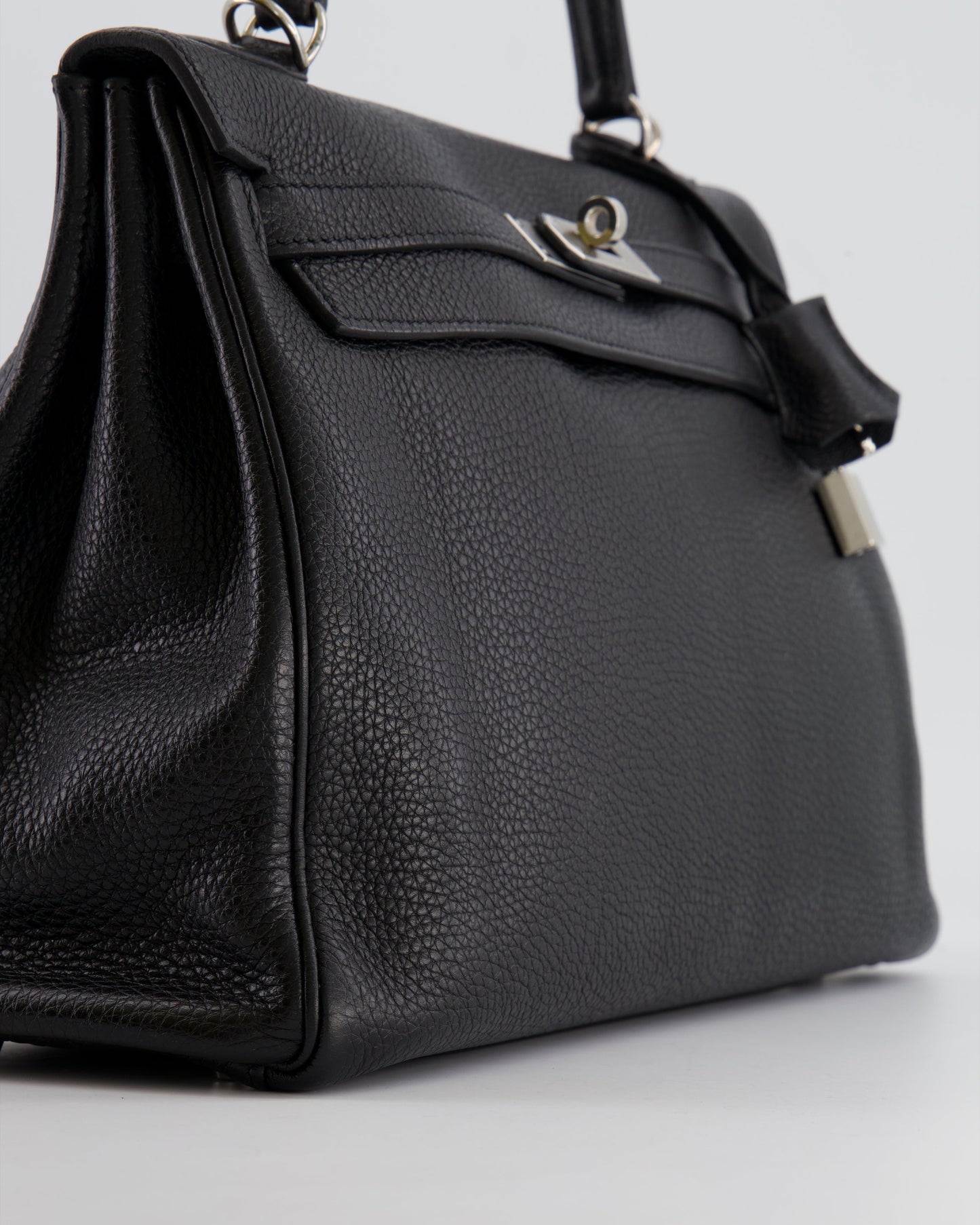 Hermès Kelly Retourne 32cm Bag in Black Clemence Taurillon Leather with Palladium Hardware