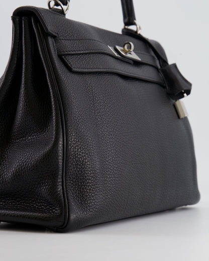 Hermès Kelly Retourne 32cm Bag in Black Clemence Taurillon Leather with Palladium Hardware