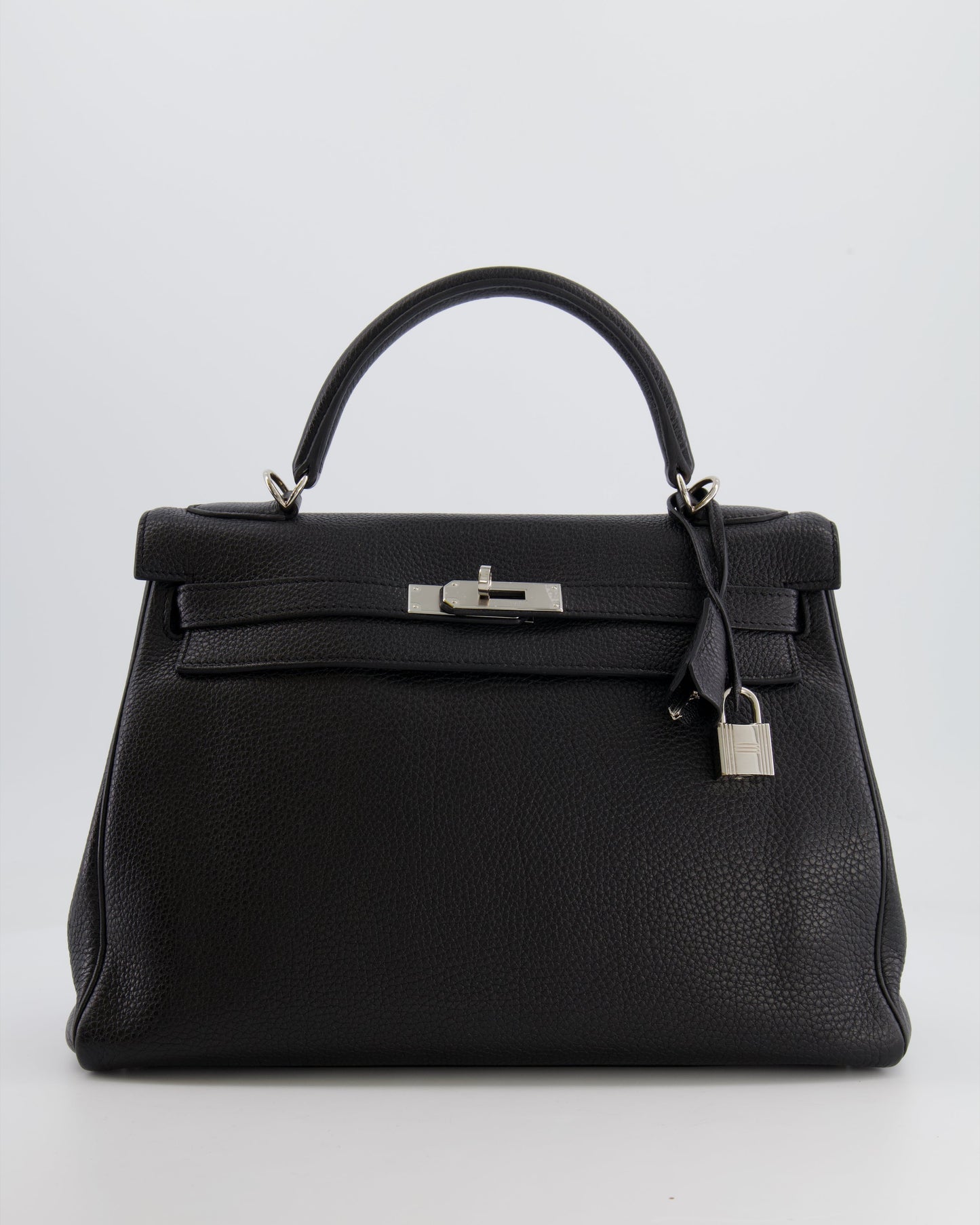 Hermès Kelly Retourne 32cm Bag in Black Clemence Taurillon Leather with Palladium Hardware