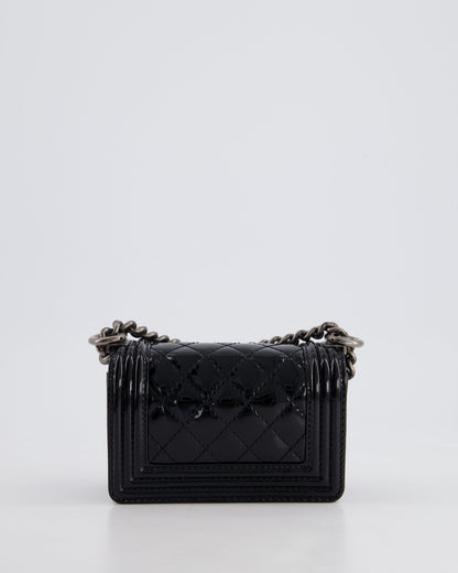 Chanel Black Patent Mini Boy Bag with Ruthenium Hardware