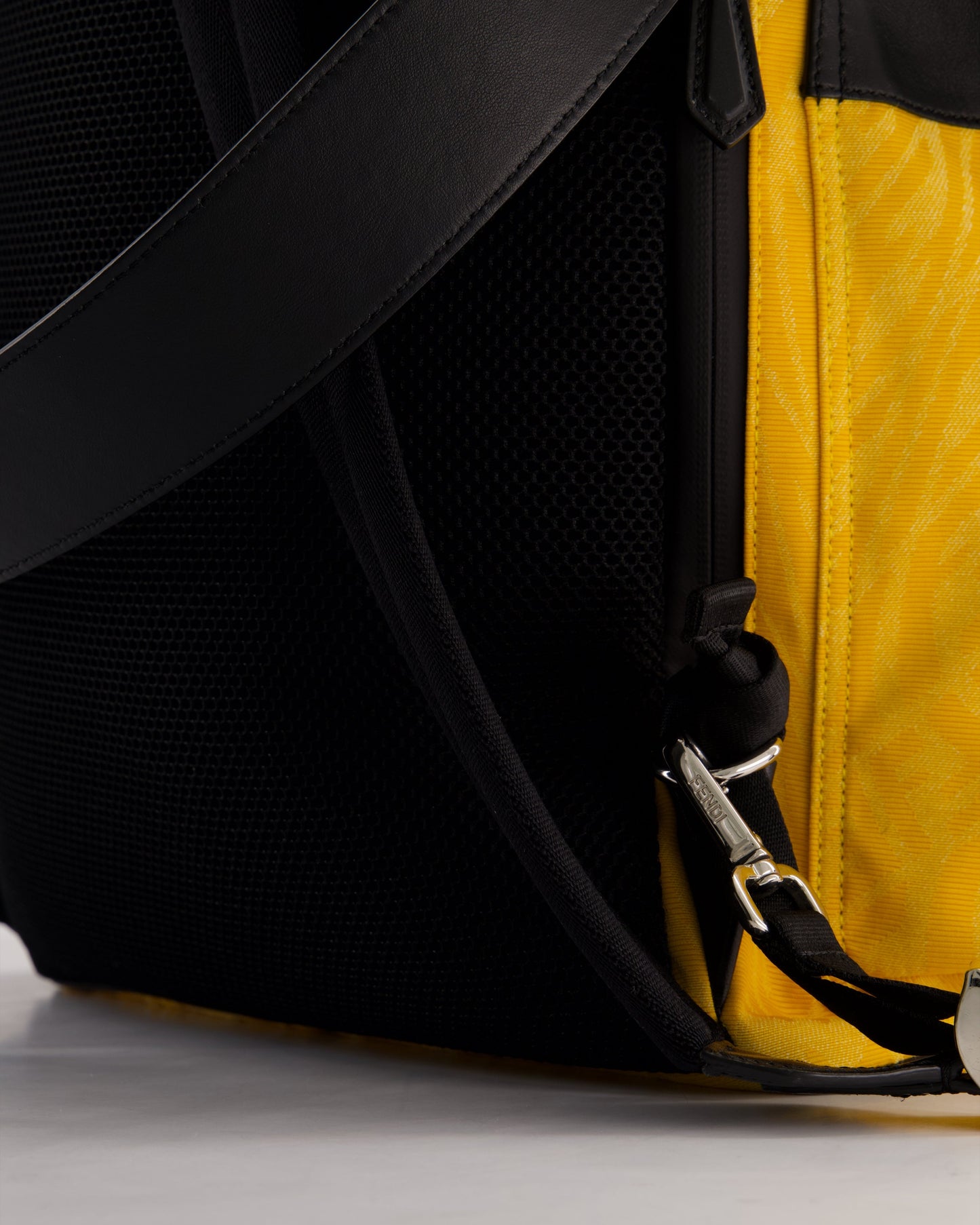 Fendi Yellow Zucca FF Logo Backpack with Leather Flap Detail