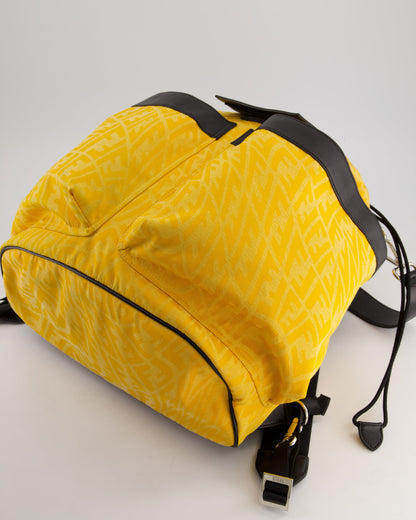 Fendi Yellow Zucca FF Logo Backpack with Leather Flap Detail
