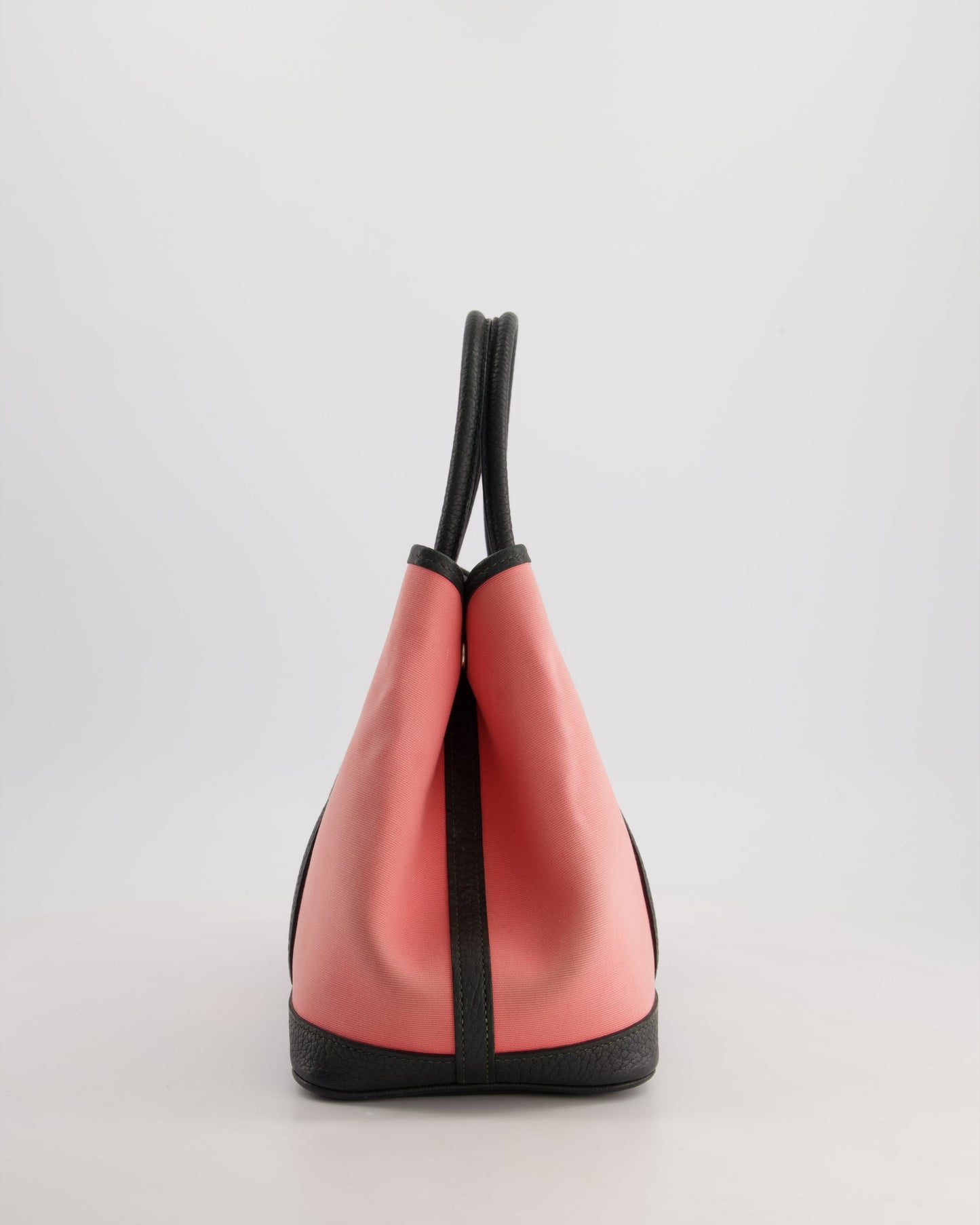 Hermès Garden Party 30cm Bag in Canvas Rose Azalee and Vert Negonda Calfskin Leather with Palladium Hardware