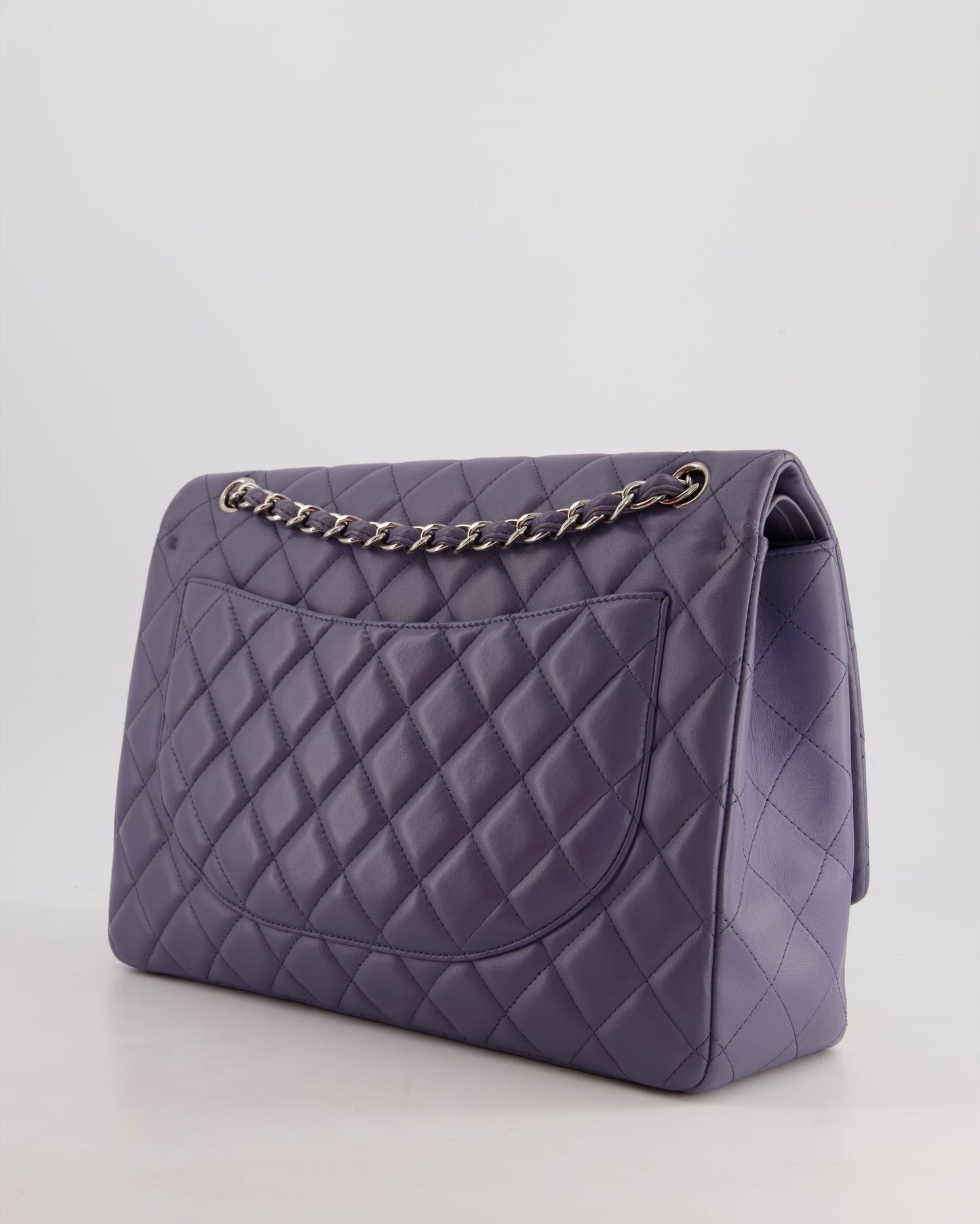 Chanel Lavander Purple Maxi Classic Double Flap Bag in Lambskin Leather with Silver Hardware