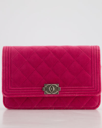 *FIRE PRICE* Chanel Pink Boy Wallet on Chain in Velvet with Silver Hardware