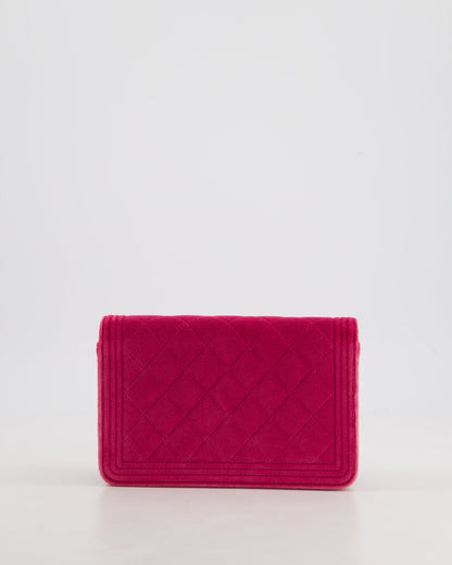 *FIRE PRICE* Chanel Pink Boy Wallet on Chain in Velvet with Silver Hardware
