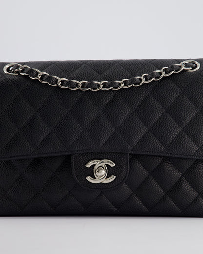 *HOT* Chanel Medium Black Classic Double Flap Bag in Caviar Leather with Silver Hardware