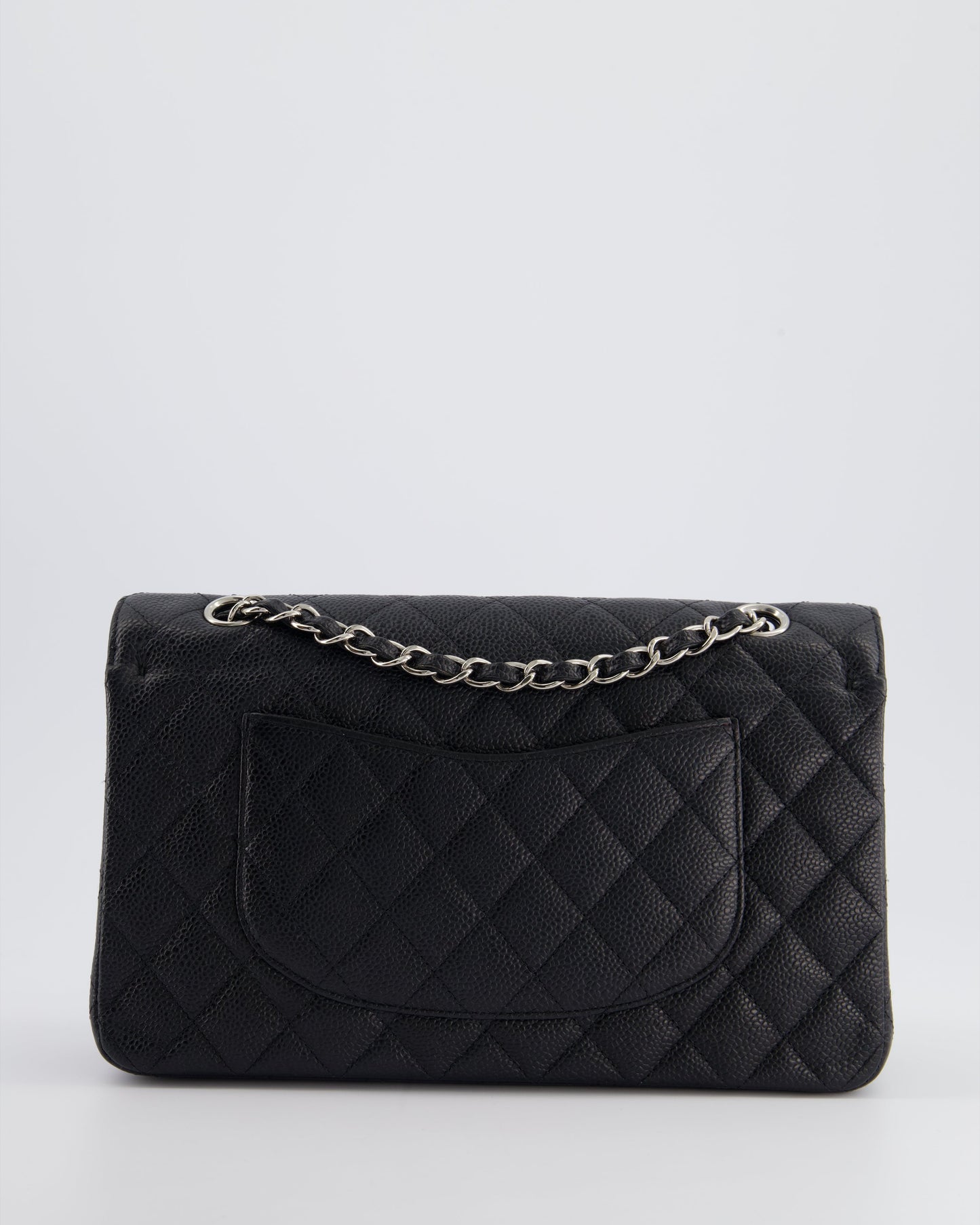 *HOT* Chanel Medium Black Classic Double Flap Bag in Caviar Leather with Silver Hardware