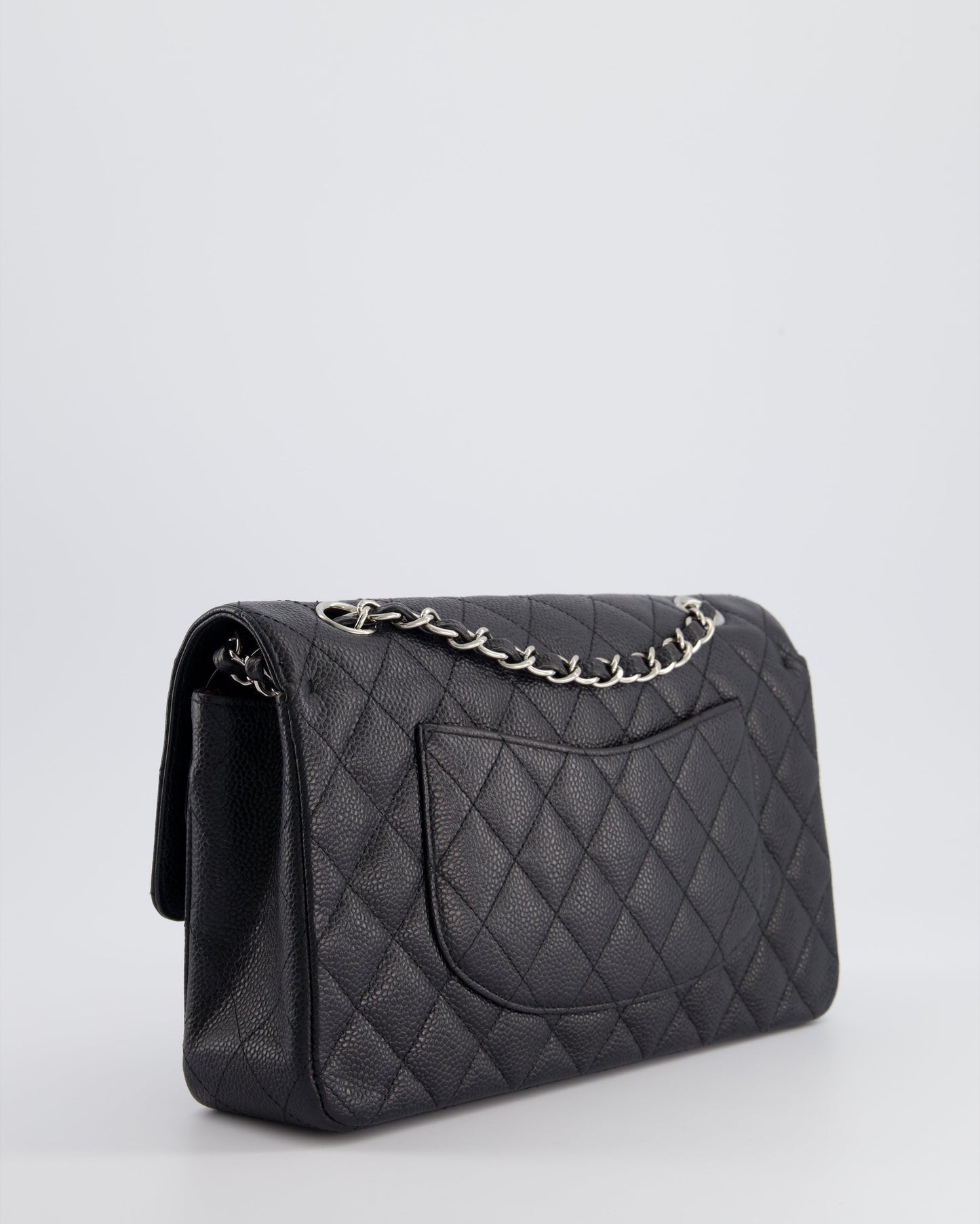 *HOT* Chanel Medium Black Classic Double Flap Bag in Caviar Leather with Silver Hardware