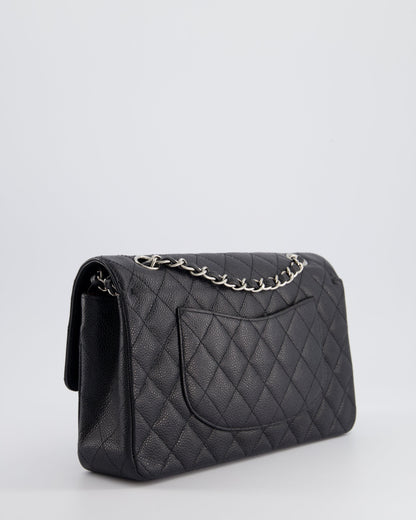 *HOT* Chanel Medium Black Classic Double Flap Bag in Caviar Leather with Silver Hardware