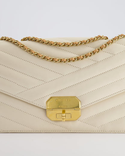 Chanel Cream Gabrielle Quilted Calfskin Bag with Antique Gold Hardware