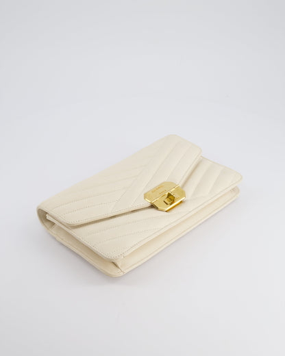 Chanel Cream Gabrielle Quilted Calfskin Bag with Antique Gold Hardware