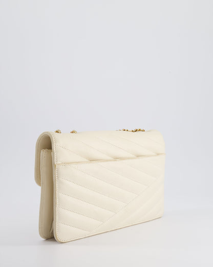 Chanel Cream Gabrielle Quilted Calfskin Bag with Antique Gold Hardware