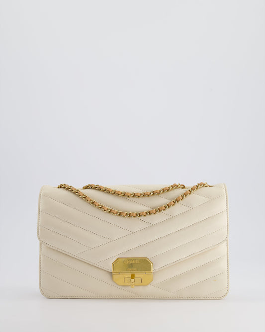Chanel Cream Gabrielle Quilted Calfskin Bag with Antique Gold Hardware