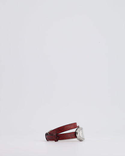 Bvlgari Stainless Steel & Diamond Serpenti Watch 32mm with Red Python Strap