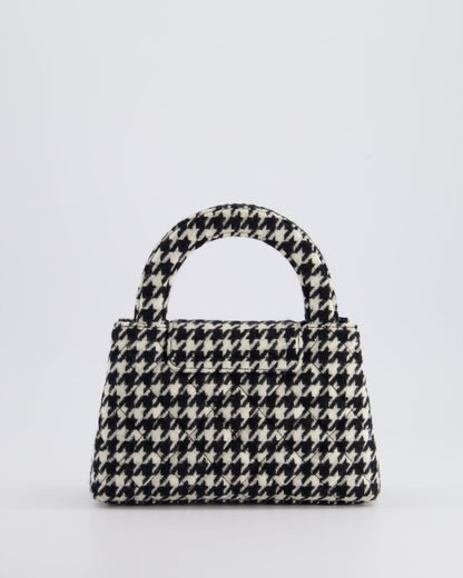 *HOT* Chanel Small Kelly Shopping Bag in Black & White Wool Houndstooth with Brushed Antique Gold Hardware