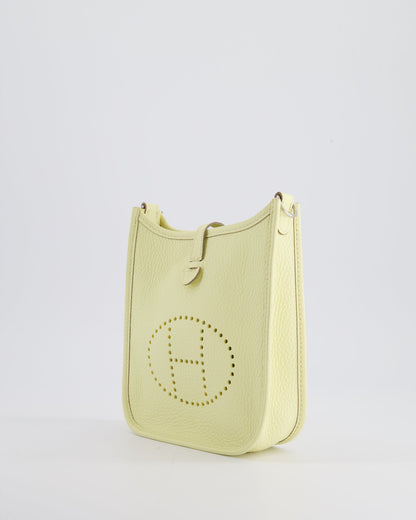 Hermès Mini Evelyne Bag in Jaune Milton Clemence Leather with Palladium Hardware