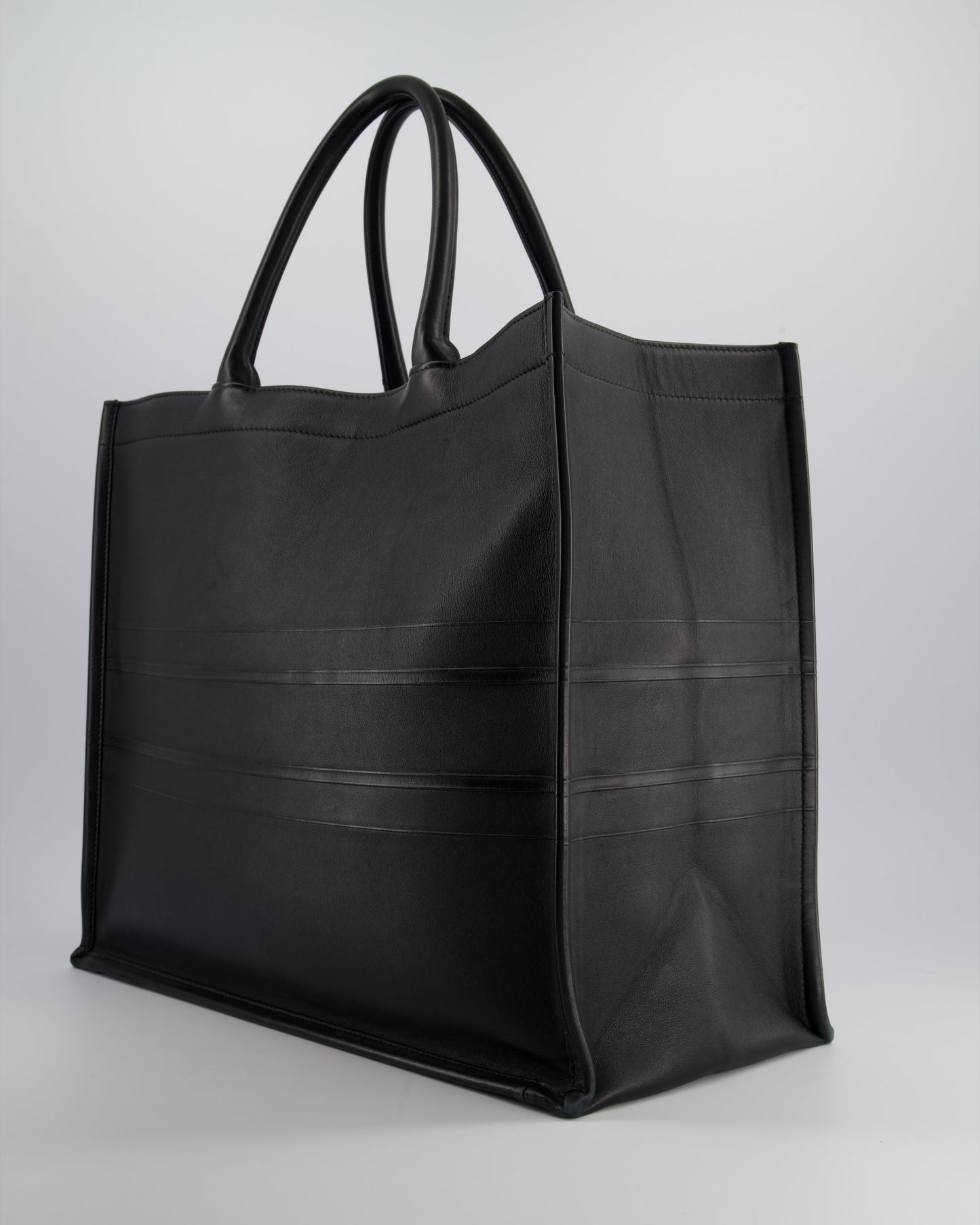 Christian Dior Black Large Book Tote in Calfskin Leather