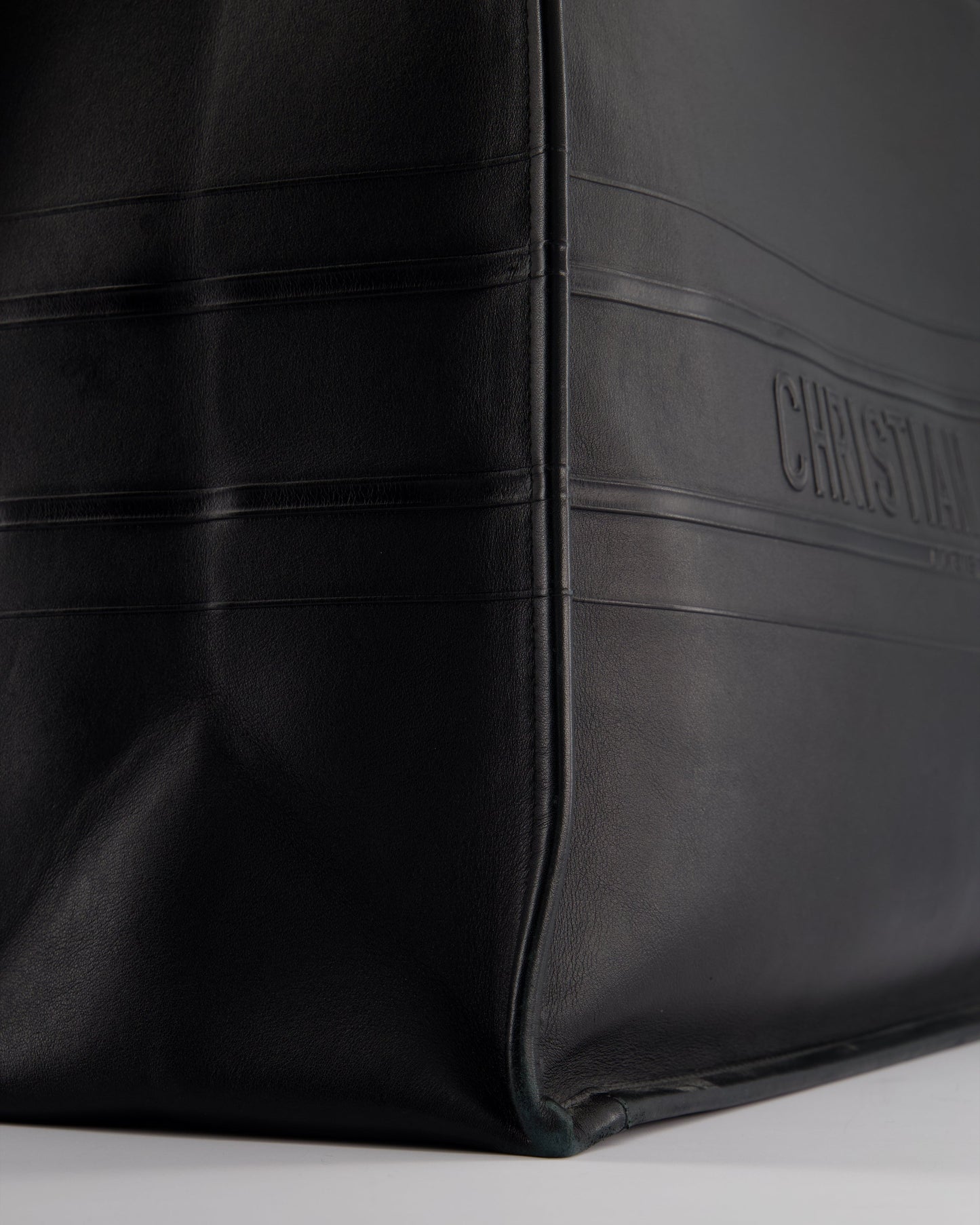 Christian Dior Black Large Book Tote in Calfskin Leather