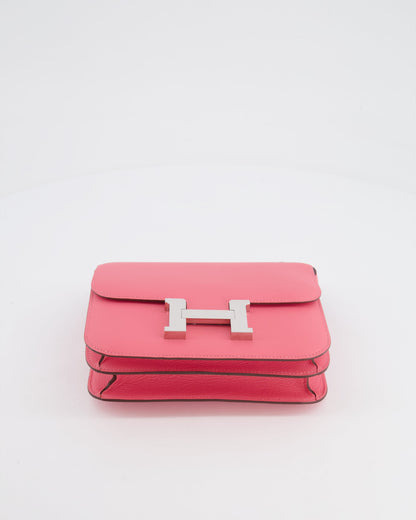 Hermès Mini Constance 18cm Bag in Rose Azalee Evercolor Leather with Palladium Hardware