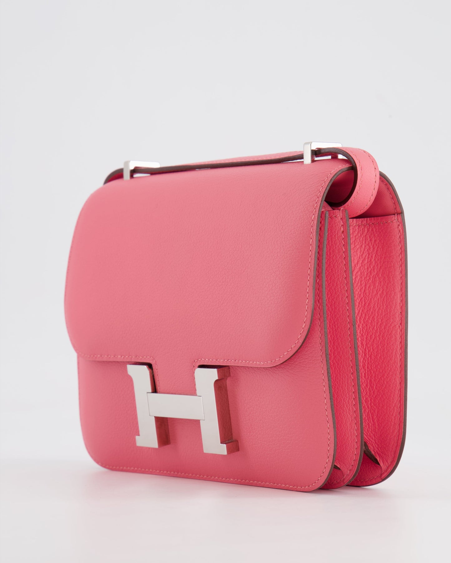 Hermès Mini Constance 18cm Bag in Rose Azalee Evercolor Leather with Palladium Hardware