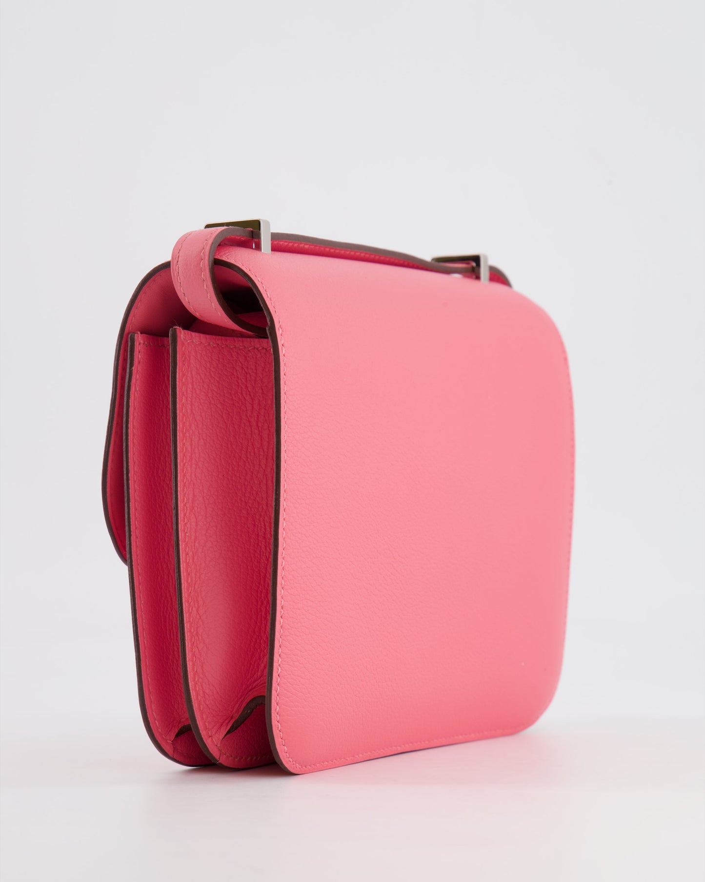 Hermès Mini Constance 18cm Bag in Rose Azalee Evercolor Leather with Palladium Hardware