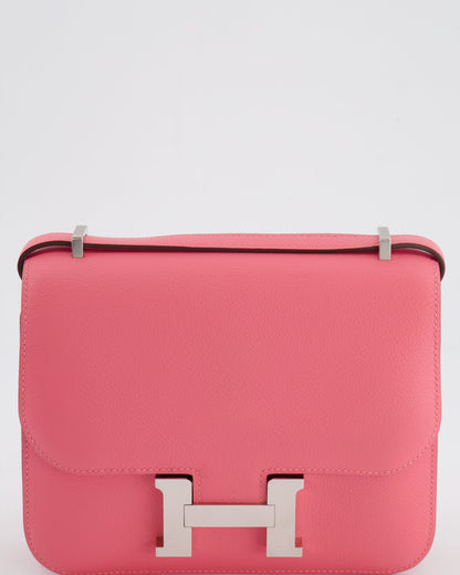 Hermès Mini Constance 18cm Bag in Rose Azalee Evercolor Leather with Palladium Hardware
