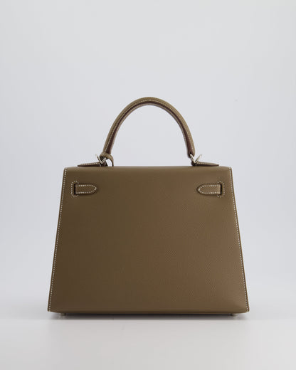 Hermès Kelly Sellier 25cm Bag in Etoupe Epsom Leather with Palladium Hardware
