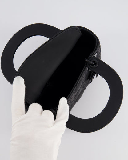 Christian Dior Mini Cannage Ultramatte Black Lady Dior Bag with Black Hardware RRP - £4200