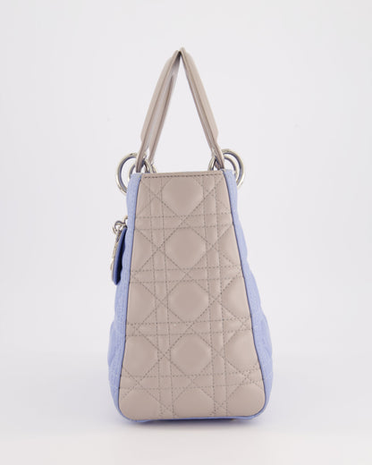 Christian Dior Celeste & Light Grey Medium Lady Dior Bag in Cannage Lambskin with Silver Hardware RRP £5,300