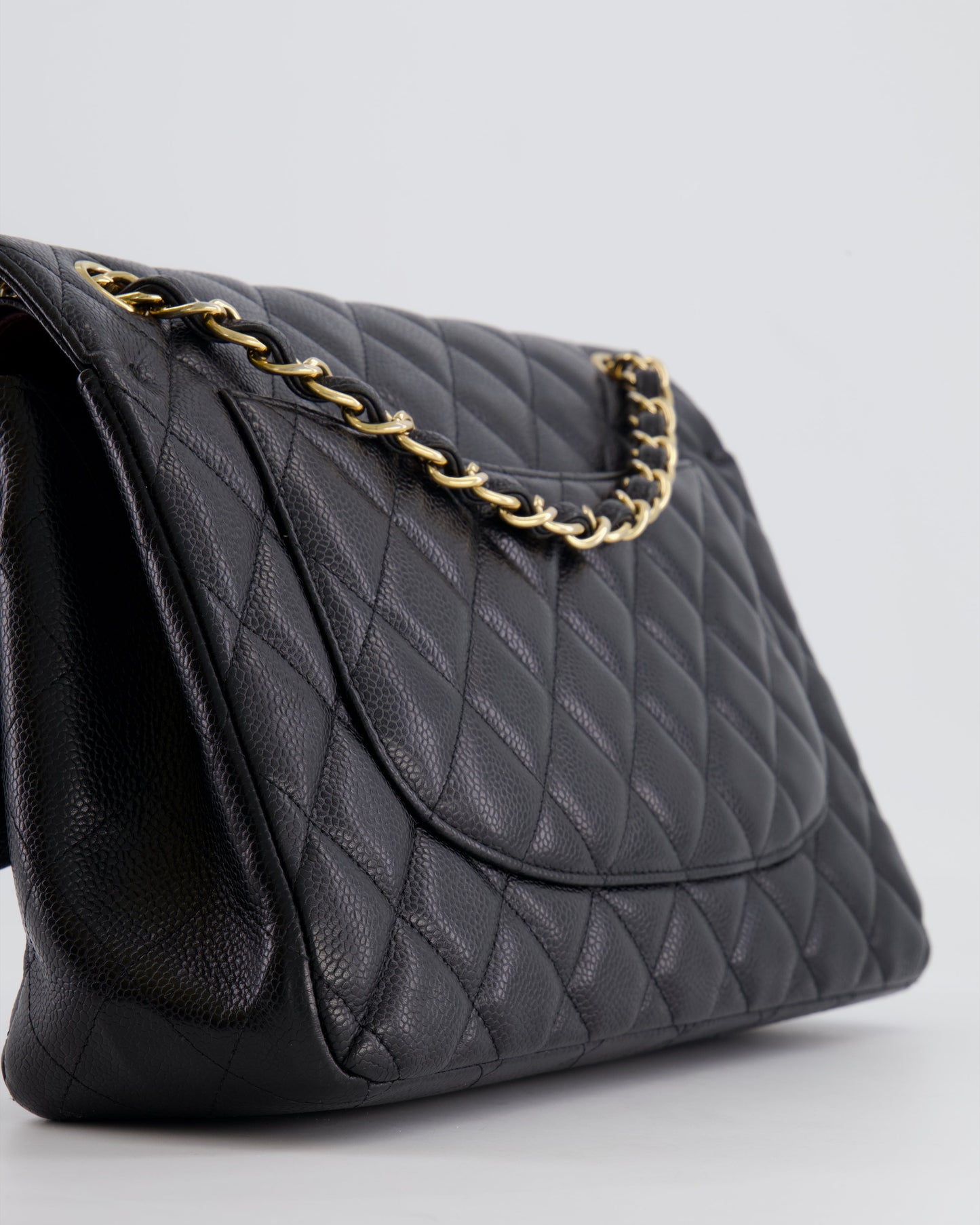 Chanel Black Jumbo Classic Double Flap Bag in Caviar Leather with Gold Hardware RRP £9,540