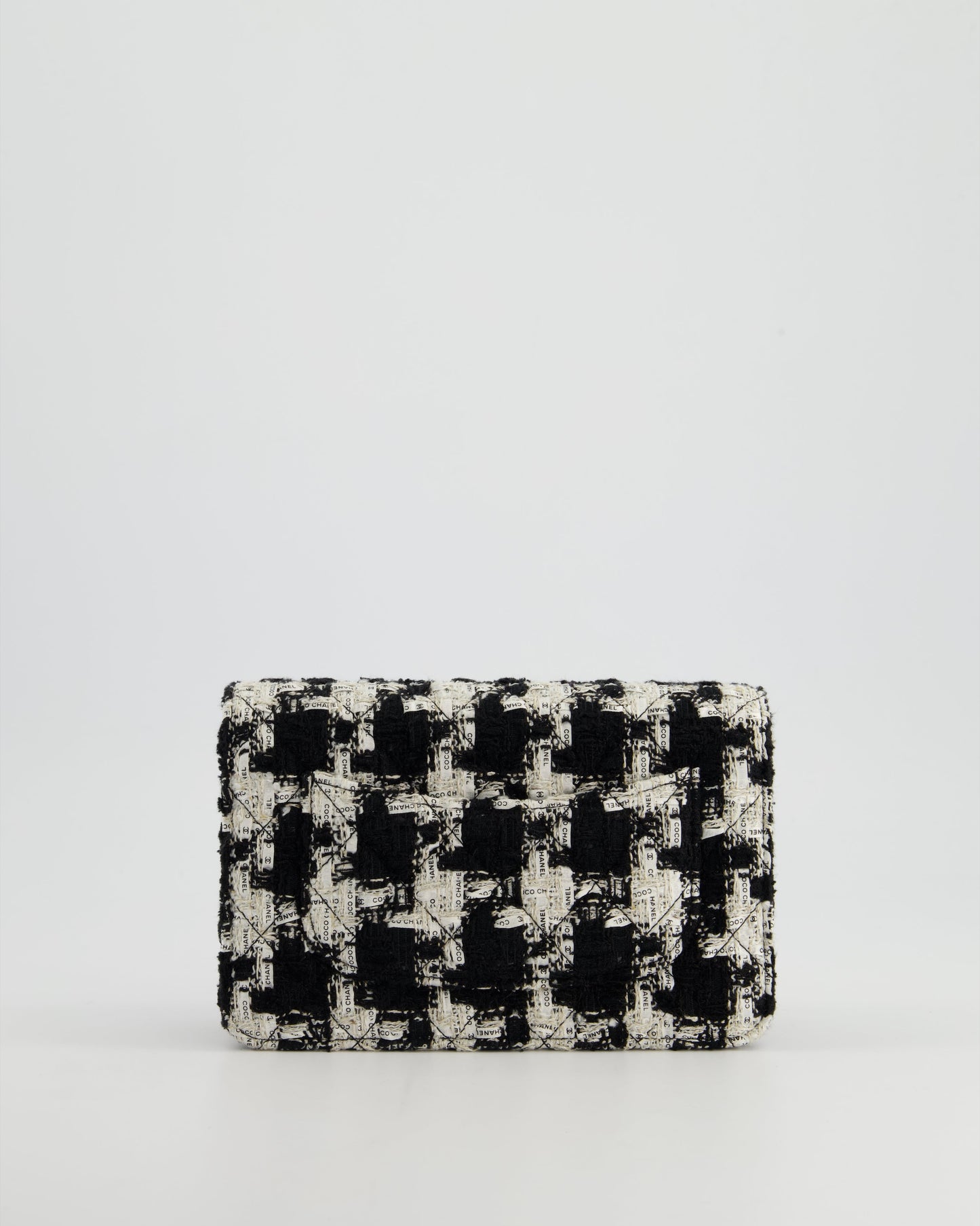 *HOT* Chanel Black & White Houndstooth Wallet on Chain Bag in Tweed with Champagne Gold Hardware