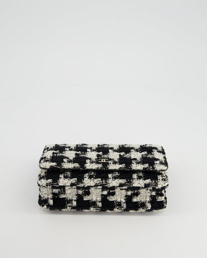 *HOT* Chanel Black & White Houndstooth Wallet on Chain Bag in Tweed with Champagne Gold Hardware