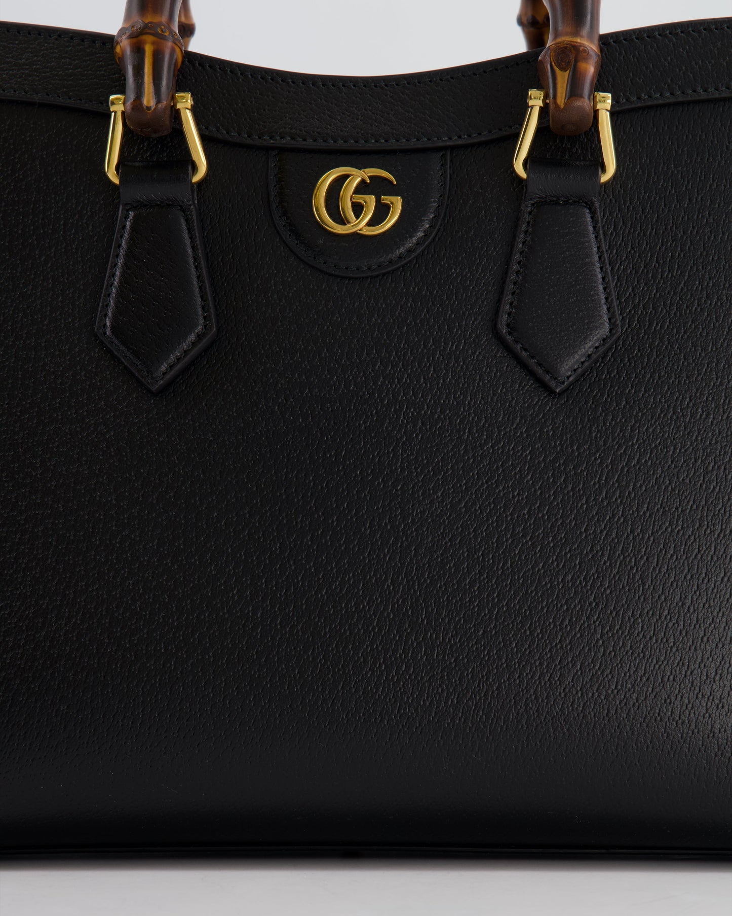 Gucci Black Diana Medium Tote Leather Bag with Shiny Antique Gold Hardware & Bamboo Handle RRP £3,170