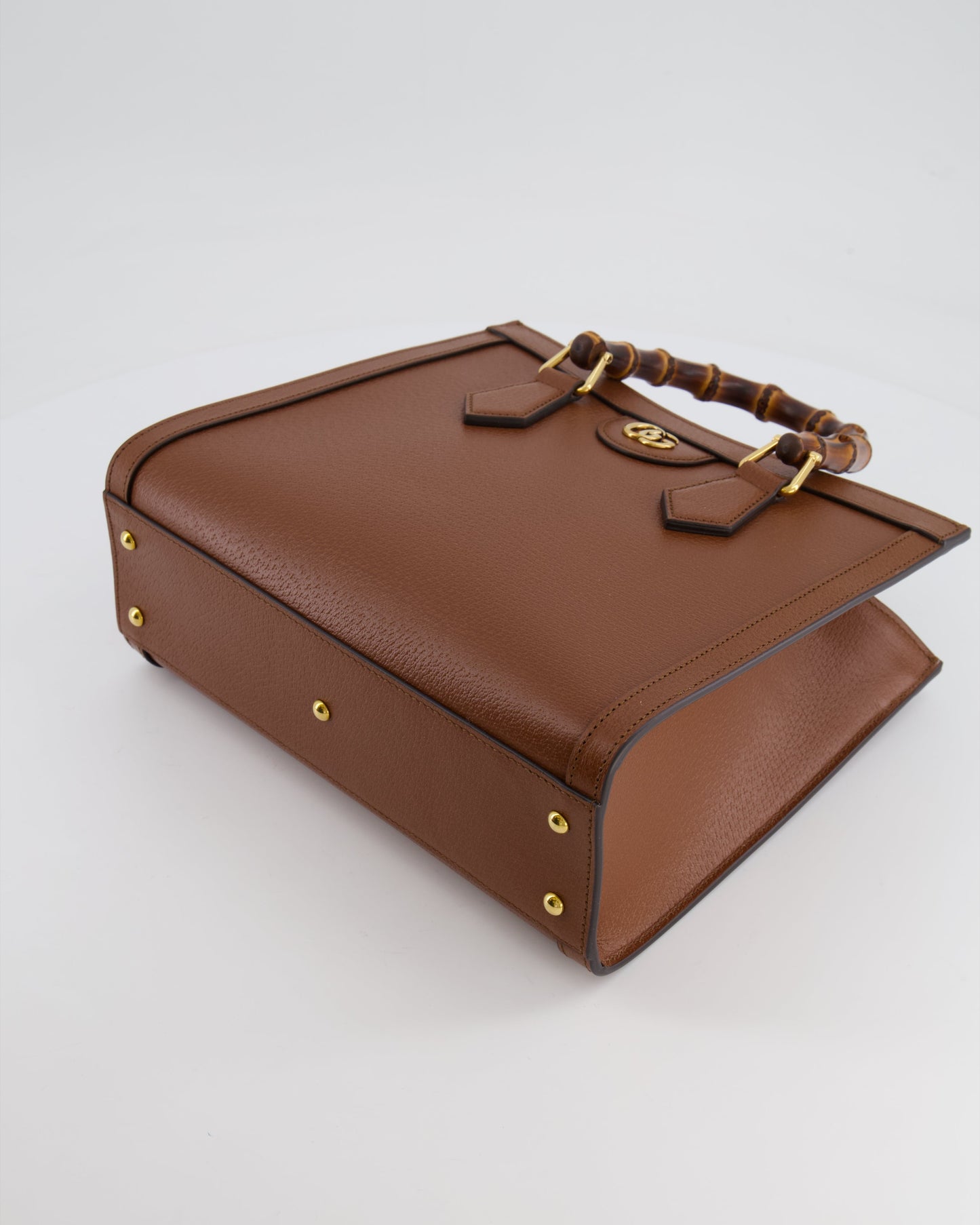 Gucci Brown Diana Medium Tote Leather Bag with Shiny Antique Gold Hardware & Bamboo Handle RRP £3,170