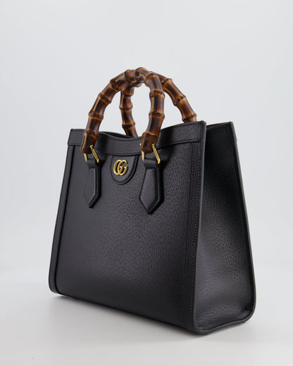 Gucci Black Diana Medium Tote Leather Bag with Shiny Antique Gold Hardware & Bamboo Handle RRP £3,170