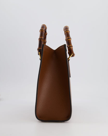 Gucci Brown Diana Medium Tote Leather Bag with Shiny Antique Gold Hardware & Bamboo Handle RRP £3,170