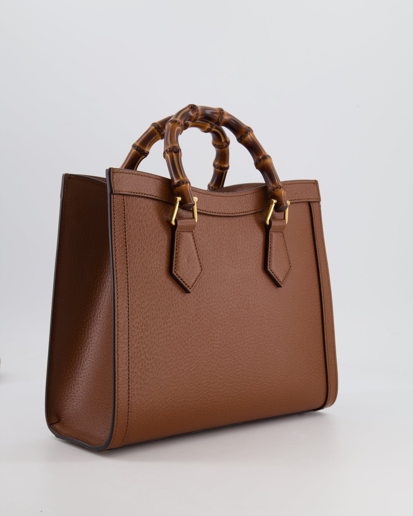 Gucci Brown Diana Medium Tote Leather Bag with Shiny Antique Gold Hardware & Bamboo Handle RRP £3,170