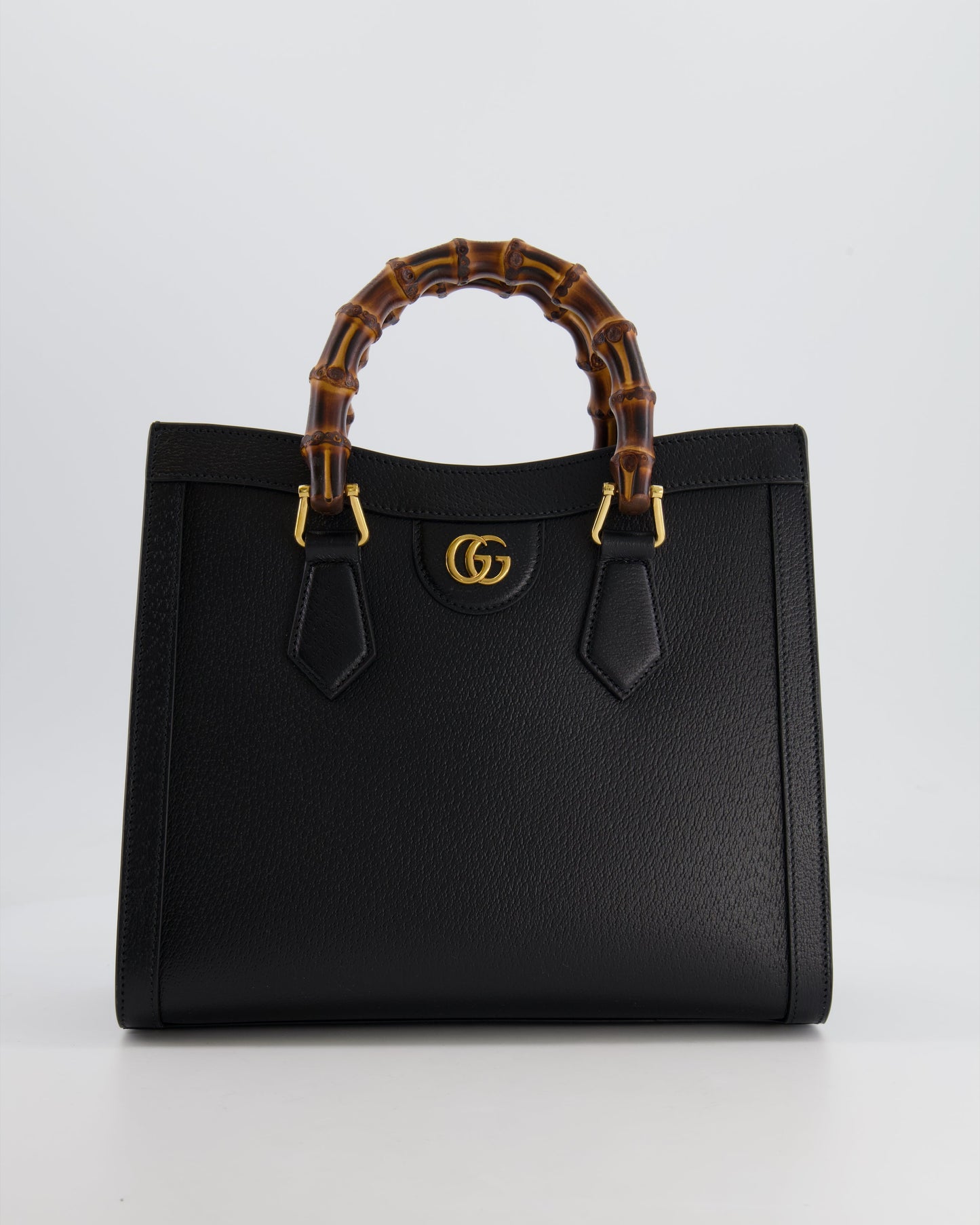 Gucci Black Diana Medium Tote Leather Bag with Shiny Antique Gold Hardware & Bamboo Handle RRP £3,170