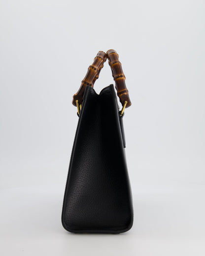 Gucci Black Diana Medium Tote Leather Bag with Shiny Antique Gold Hardware & Bamboo Handle RRP £3,170