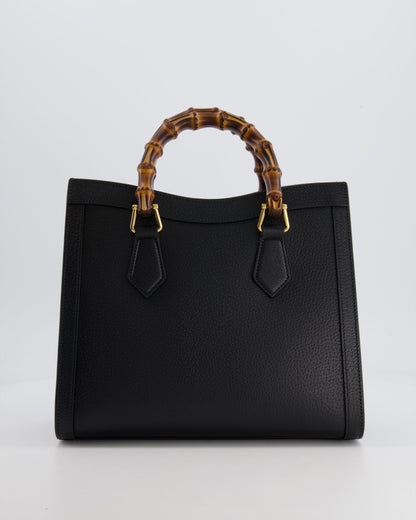 Gucci Black Diana Medium Tote Leather Bag with Shiny Antique Gold Hardware & Bamboo Handle RRP £3,170