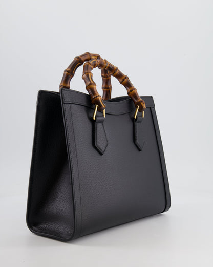 Gucci Black Diana Medium Tote Leather Bag with Shiny Antique Gold Hardware & Bamboo Handle RRP £3,170