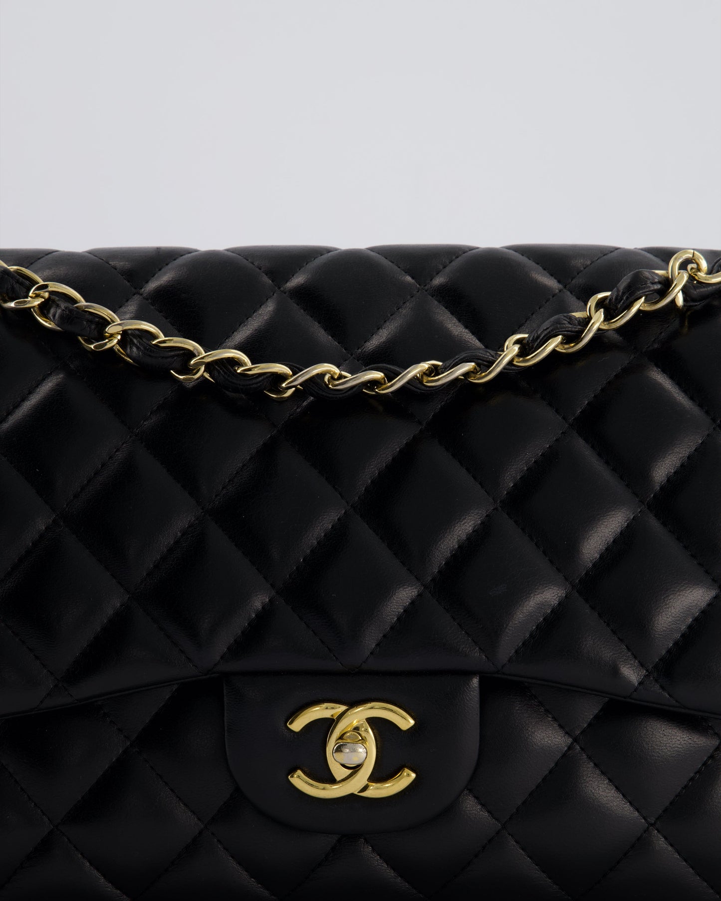 Chanel Black Jumbo Classic Double Flap Bag in Lambskin with Gold Hardware Bag
