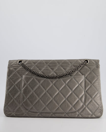 Chanel 2.55 Jumbo Reissue Bag in Metallic Grey Crumpled Calfskin Leather With Gunmetal Hardware