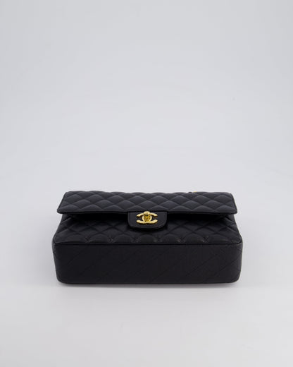 *HOT* Chanel Black Medium Classic Double Flap Bag in Caviar Leather with Gold Hardware