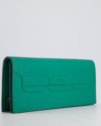 *FIRE PRICE* Hermès Birkin Shadow Cut Clutch Bag In Vert Vertigo Swift Leather
