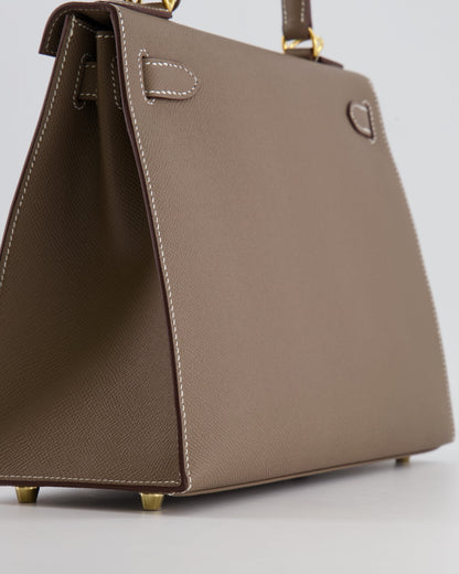 Hermès Kelly Sellier Bag 28cm in Etoupe Epsom Leather with Gold Hardware